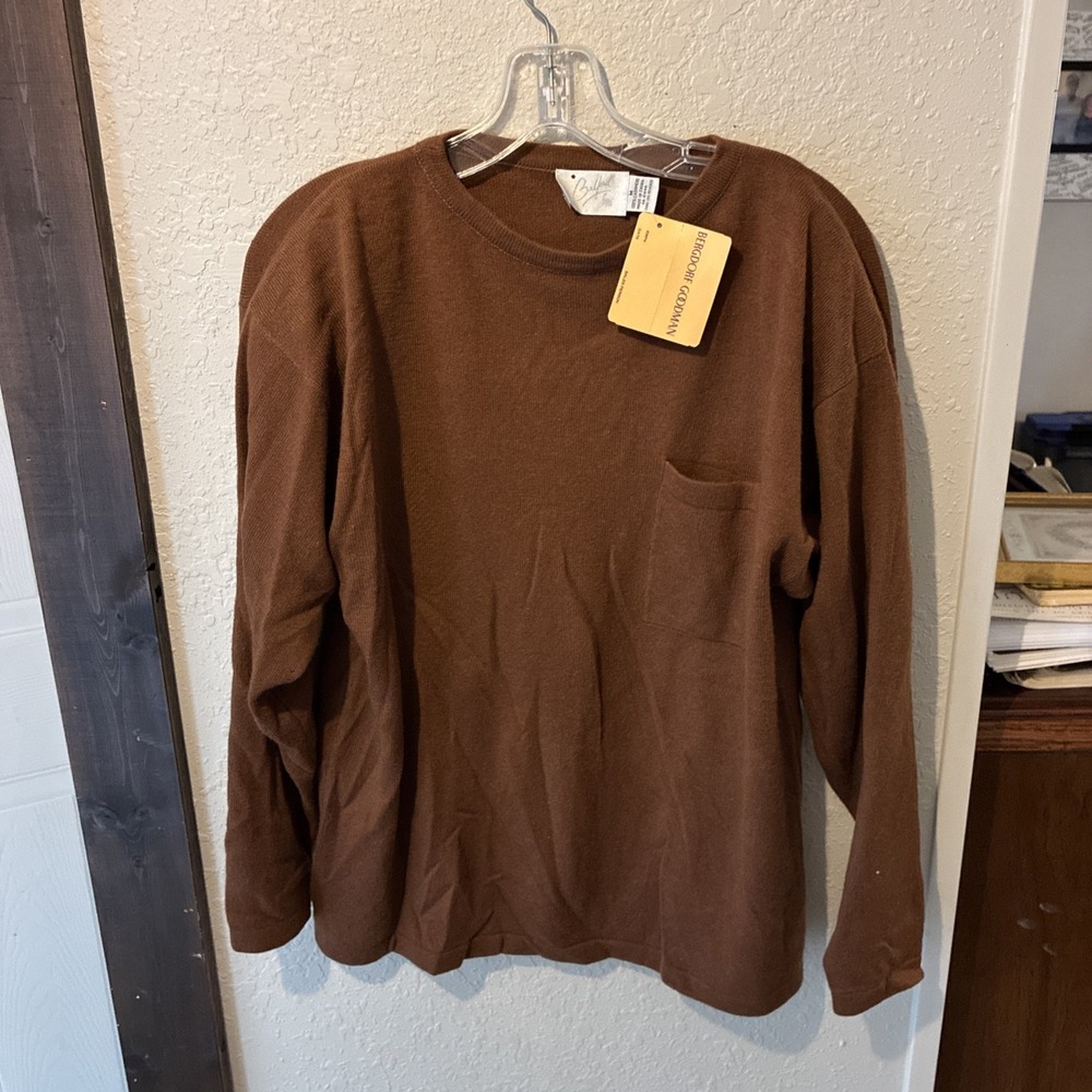 Vtg Belford Women Sweater M Brown 100% Cashmere Long Sleeve Knitted Pullover